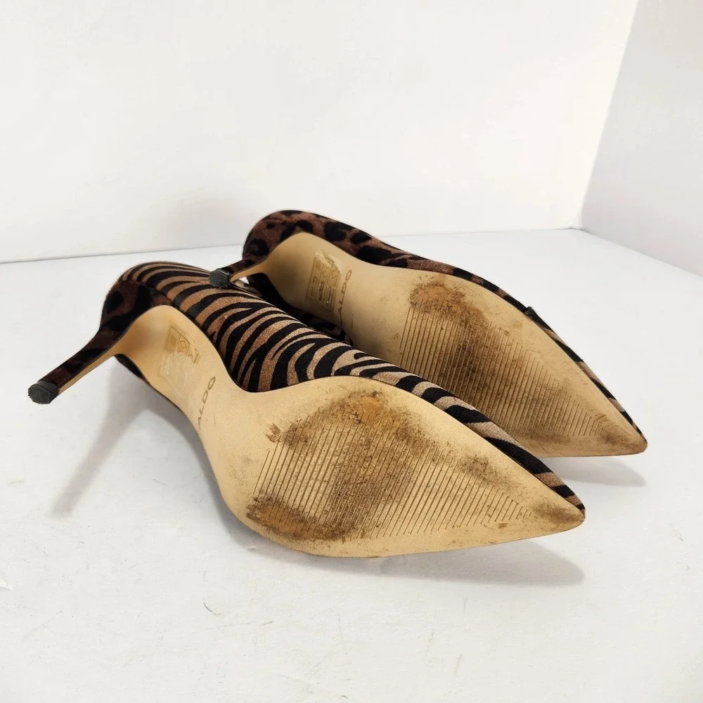 Aldo Women's Elegant Dressy Animal Print‎ Velvet Pointy Toe Booties Size 6.5